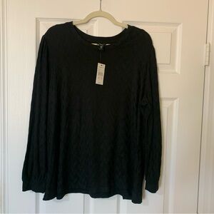 Intro. Black Long Sleeve Blouse Size 2X Minimalist Casual